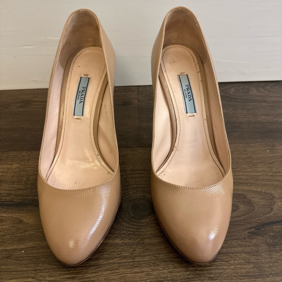 Prada Patent Leather Nude Pumps Size 37 85MM - Picture 2 of 9